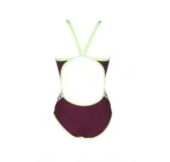 Arena Women's Team Stripe Süper Fly Back One Piece Bordo/Yeşil Kadın Yüzücü Mayosu