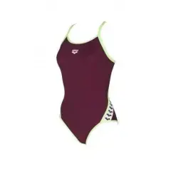 Arena Women's Team Stripe Süper Fly Back One Piece Bordo/Yeşil Kadın Yüzücü Mayosu Bordo/Yeşil - F 42 (UK36)
