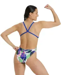 Arena Women's Crazy Swimsuit Xcross Back Allover Renkli Baskılı Kadın Yüzücü Mayo Renkli Baskılı - F 28 (UK 22)