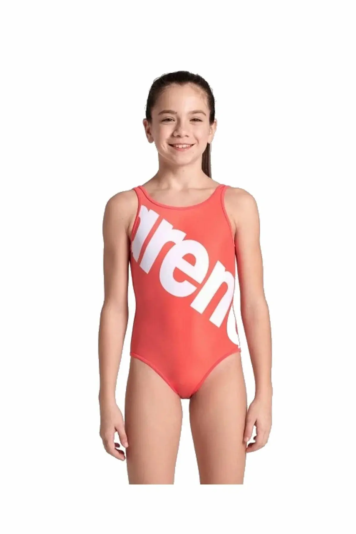 Arena Girl's Logo  Swimsuit Calypso Coral Gül Kurusu Kız Çocuk Mayo