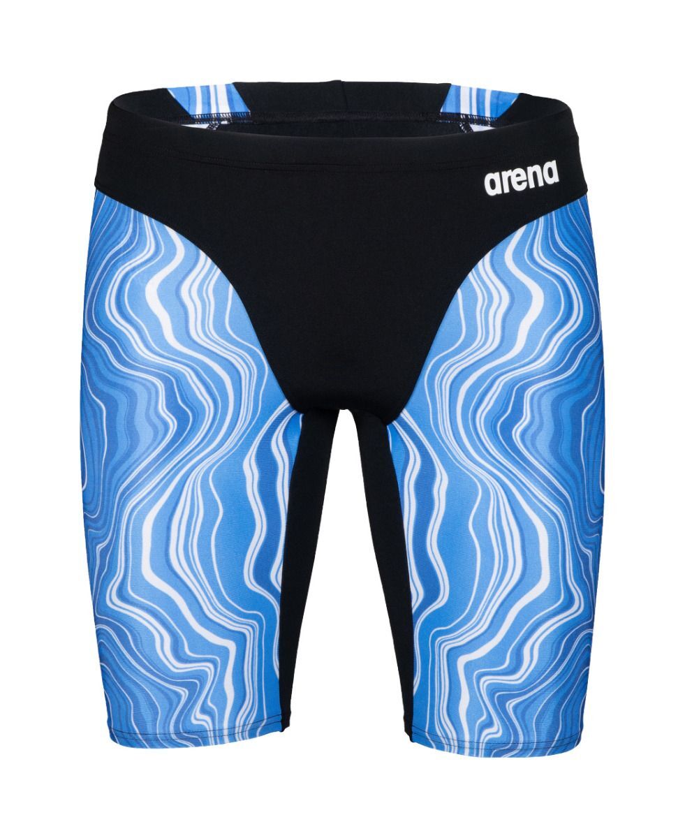 Arena Swim Jammer Marbled Siyah Mavi  Desenli Erkek Yüzücü Mayo Siyah Mavi Desenli - F 80 (UK32)