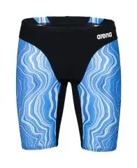 Arena Swim Jammer Marbled Siyah Mavi  Desenli Erkek Yüzücü Mayo Siyah Mavi Desenli - F 80 (UK32)
