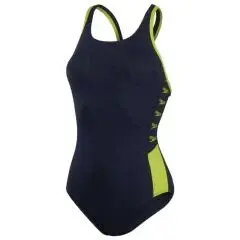 Speedo Boom Logo SPL Muscleback Af Kadın Antreman  Mayosu Lacivert-Yeşil - 34