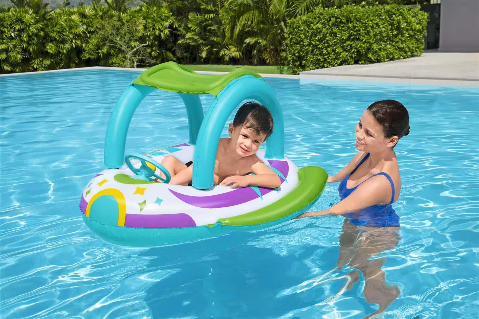 Bestway Sevimli Uzay Gemisi Desenli Gölgelikli Çocuk Botu Simit