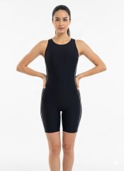 Karacan Sırt Çapraz Şortlu Kadın Yüzücü Mayo XL