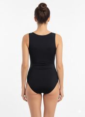 Karacan Sırt Kapalı Düz Kadın Yüzücü Mayo