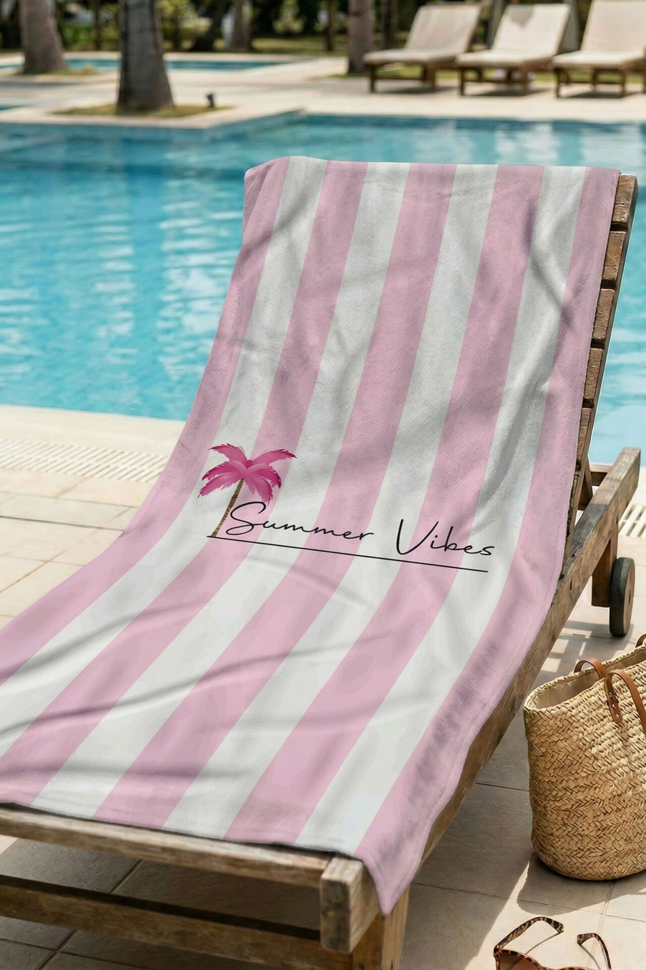 Pembe Summer Vibes Plaj Havlusu