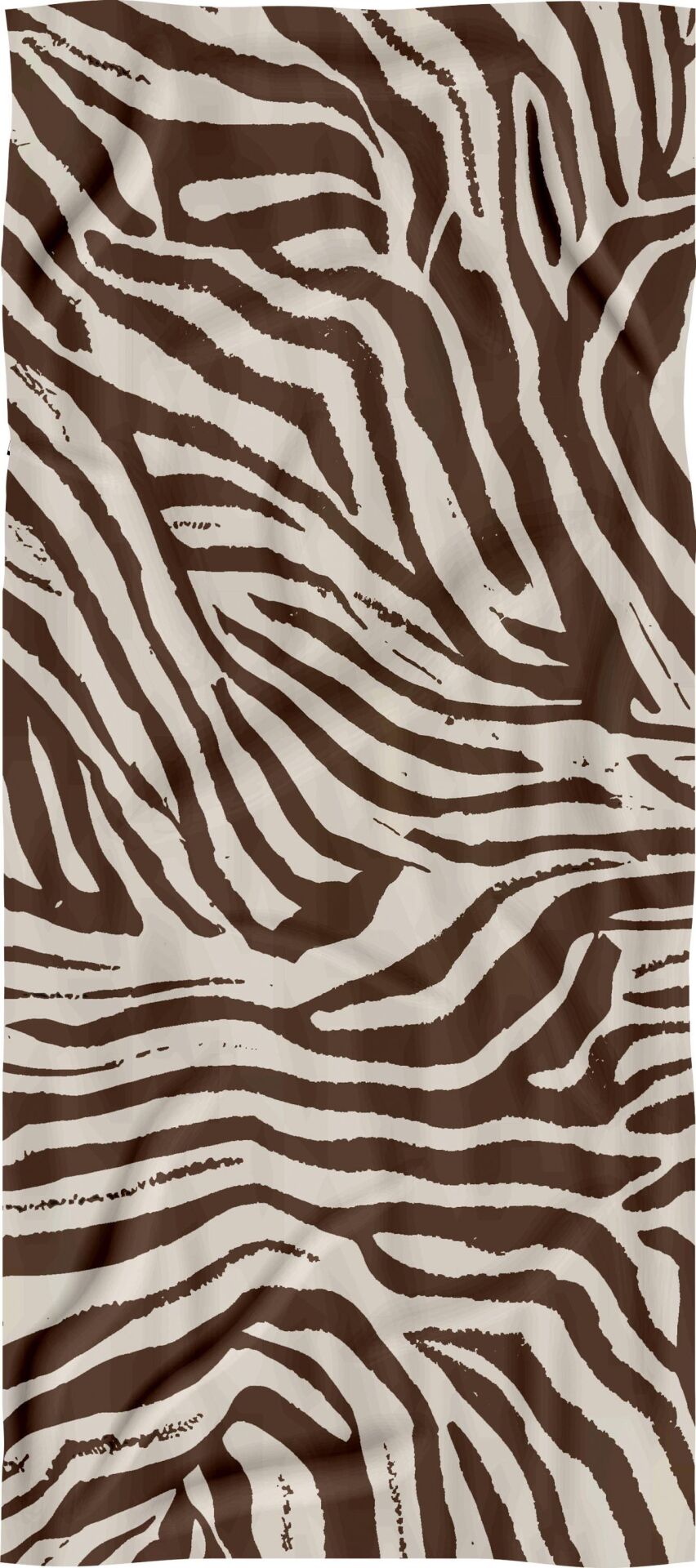 Zebra Desenli Kahverengi Krem Plaj Havlusu