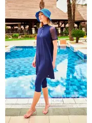 Marina Elastanlı Lacivert Taytlı Yarı Kapalı Mayo M2449
