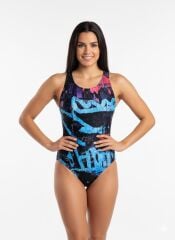 Rhytmine Desenli Kadın Yüzücü Mayo XL