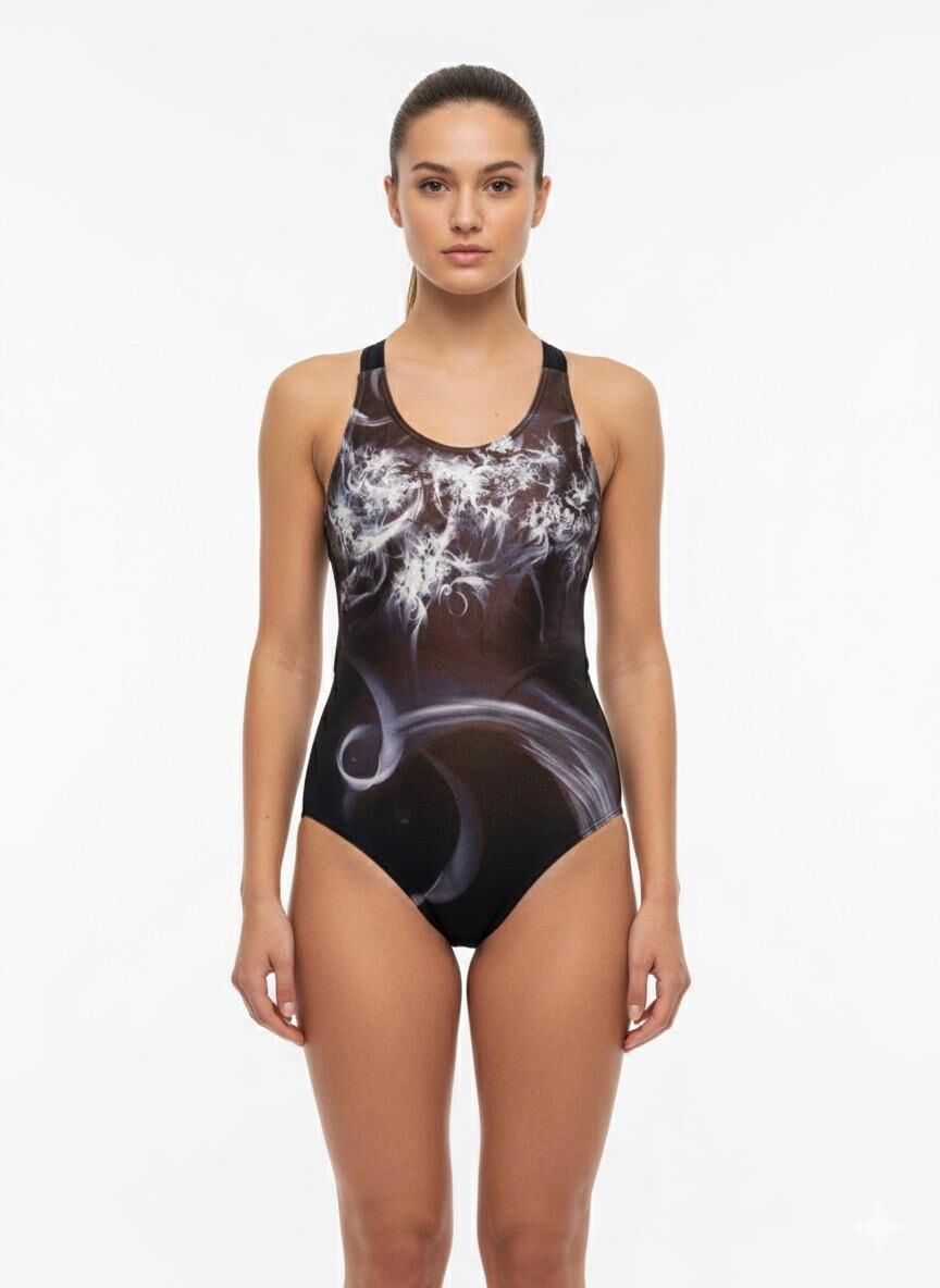 Karacan Desenli Kadın Yüzücü Mayo S