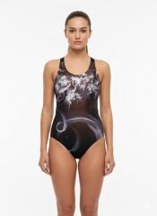 Karacan Desenli Kadın Yüzücü Mayo S