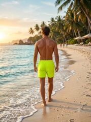 Miami Beach Neon Yeşil Erkek Şort 2202 XL