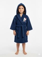 Dry Hello Kity Baskılı Çocuk Bornoz 5-6 Yaş - Mavi