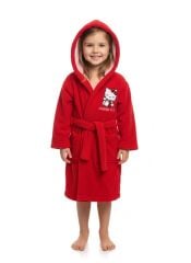 Dry Hello Kity Baskılı Çocuk Bornoz 5-6 Yaş - Kırmızı